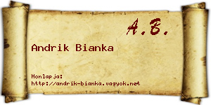 Andrik Bianka névjegykártya